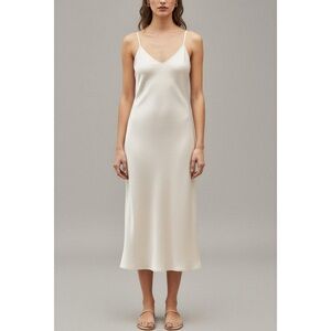 SILK LAUNDRY 90s Slip Dress, Hazelnut, Large